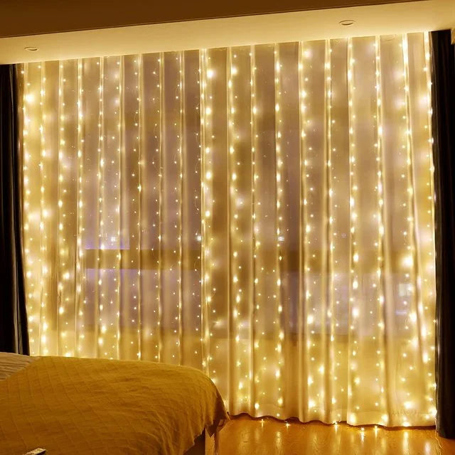 LED-valoverho 3 m kaukosäätimellä, 8 toimintoa – sininen