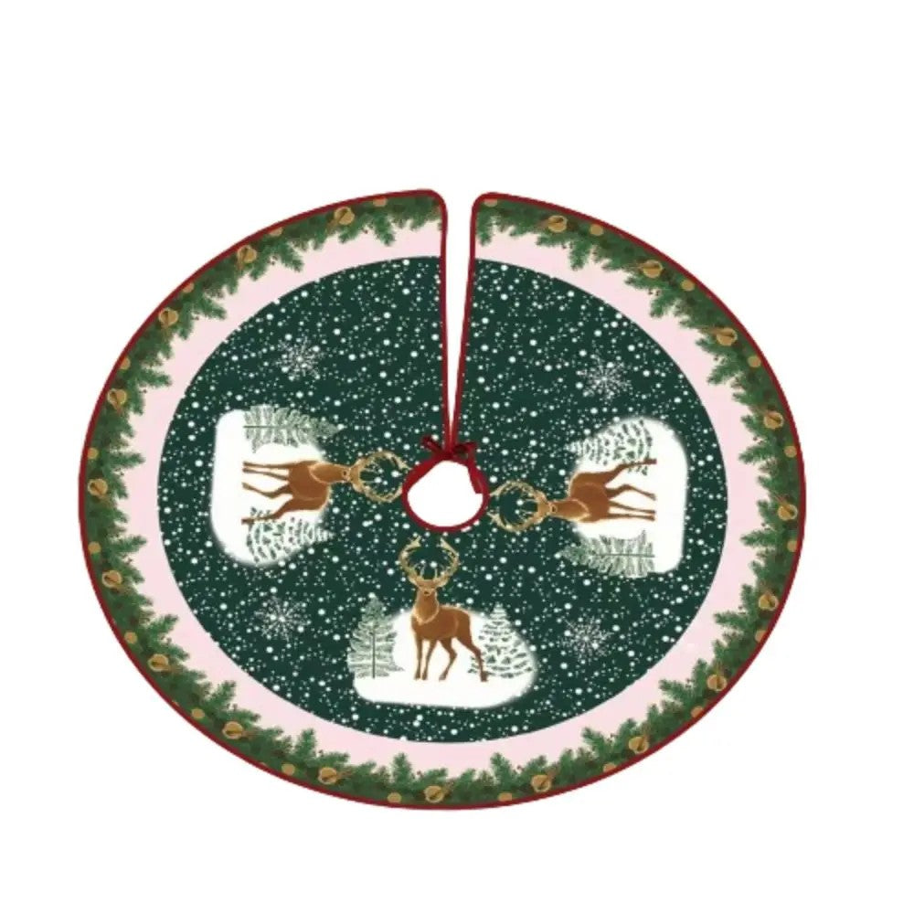 Monikäyttöinen joulukuusenalusmatto, pyöreä 90 cm, uudelleenkäytettävä vihreä poro